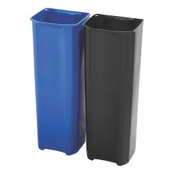 Rubbermaid Recycling binnenbakken 2x25 ltr End Step RVS - zwart/blauw