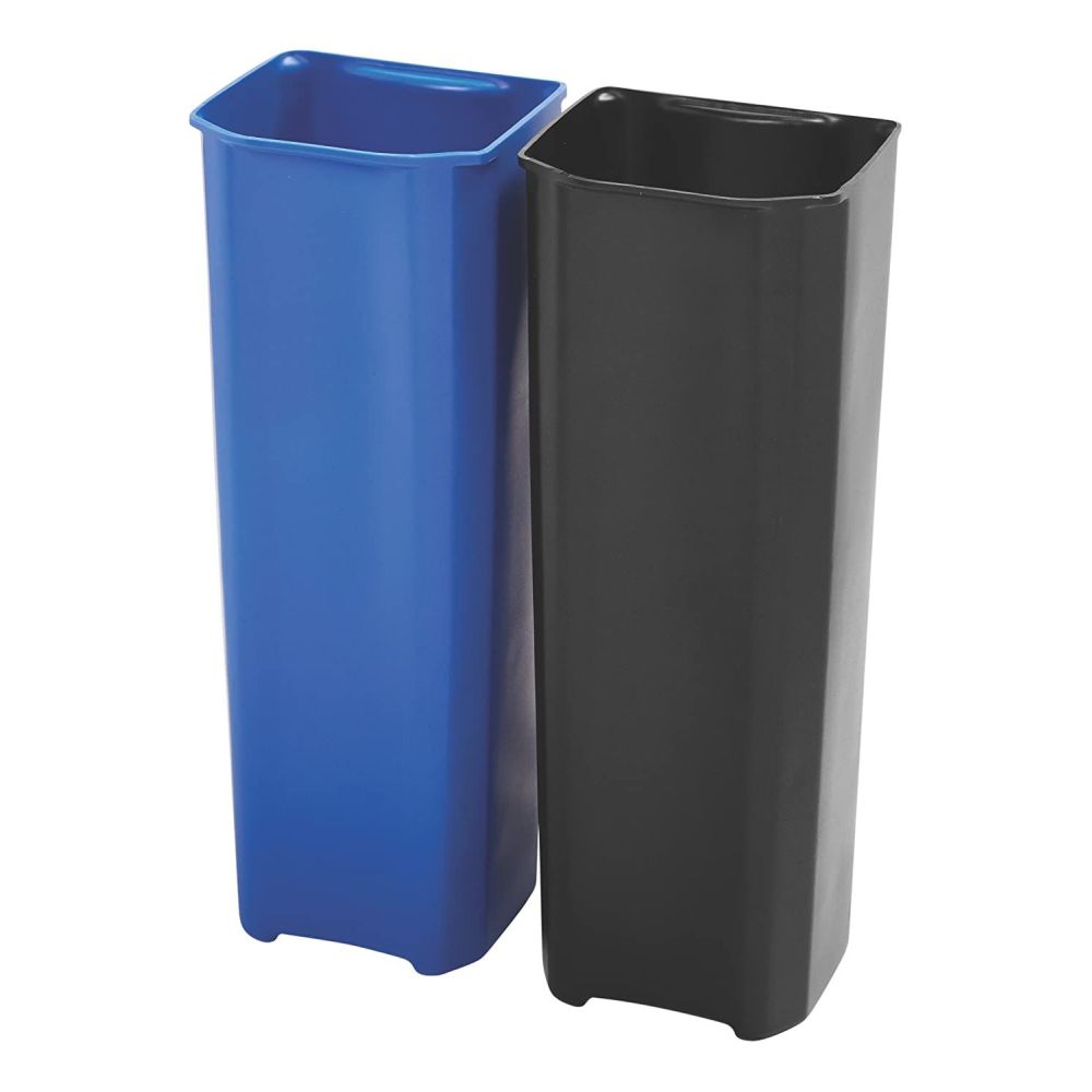 Rubbermaid Recycling binnenbakken 2x25 ltr End Step RVS - zwart/blauw