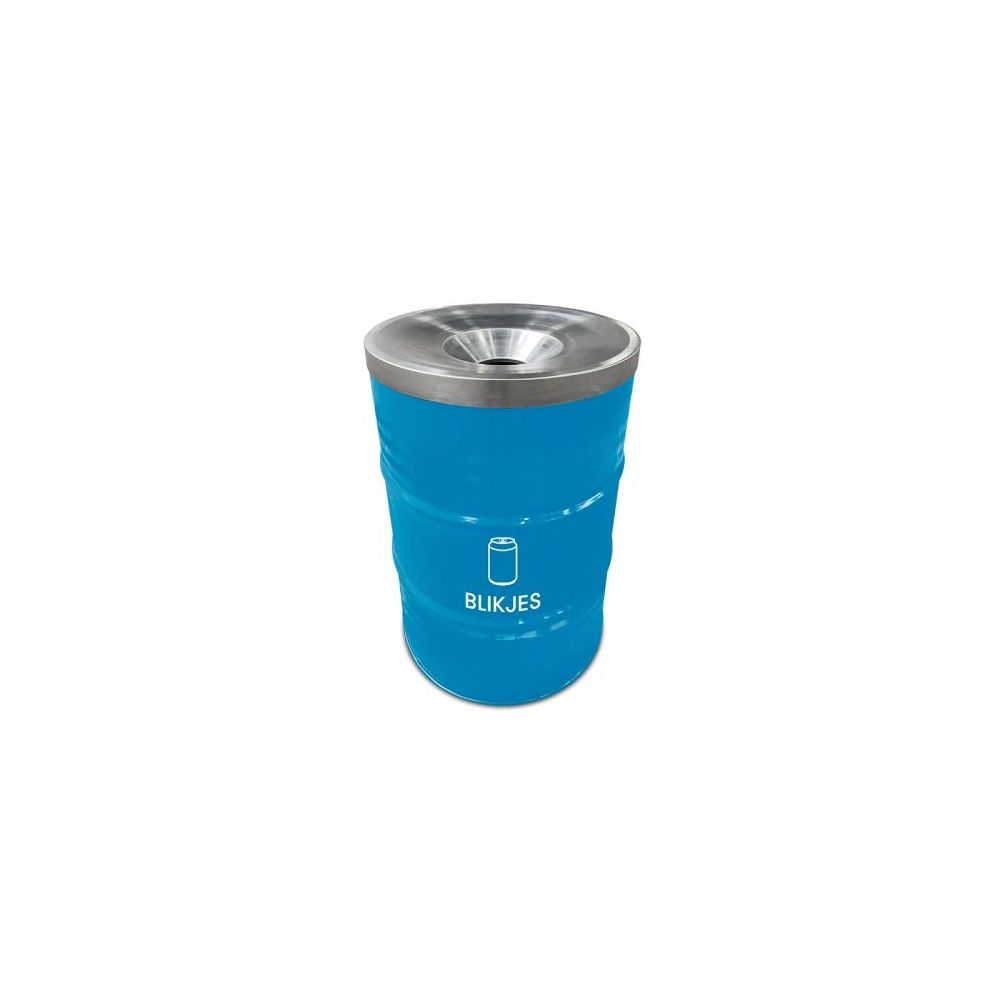 The BinBin afvalbak voor blikjes met vlamvertragend deksel 200 ltr - blauw