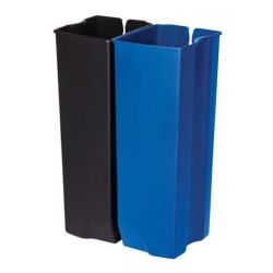 Rubbermaid Recycling binnenbakken 2x15 ltr Front Step RVS - zwart/blauw