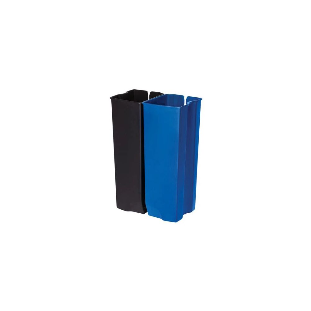 Rubbermaid Recycling binnenbakken 2x15 ltr Front Step RVS - zwart/blauw