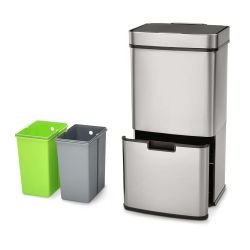 4goodz Smart Waste afvalbak afvalscheiding prullenbak met sensor 72ltr - RVS