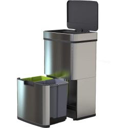 4goodz Smart Waste afvalbak afvalscheiding prullenbak met sensor 72ltr - RVS