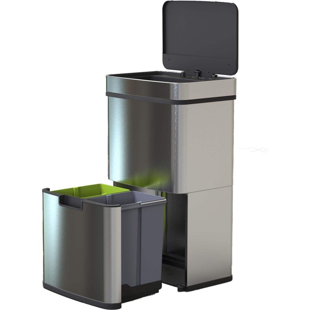 4goodz Smart Waste afvalbak afvalscheiding prullenbak met sensor 72ltr - RVS