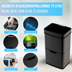 4goodz Smart Waste afvalbak afvalscheiding prullenbak met sensor 72ltr - zwart