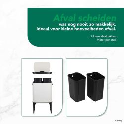 4goodz Luzzo New York touch prullenbak afvalscheiding 2 vakken - afvalscheidingsprullenbak 18 ltr - wit