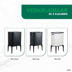 4goodz Luzzo New York touch prullenbak afvalscheiding 2 vakken - afvalscheidingsprullenbak 18 ltr - zwart