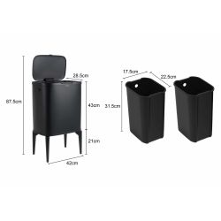 4goodz Luzzo New York touch prullenbak afvalscheiding 2 vakken - afvalscheidingsprullenbak 18 ltr - zwart