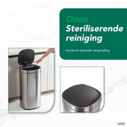 4goodz Luzzo Square sensor prullenbak met ozon filter 30 liter - mat zilver