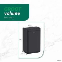 4goodz Luzzo Iowa Black - prullenbak met sensor 50 liter - mat zwart