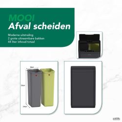 4goodz Luzzo Iowa duo prullenbak 44 liter 2 vakken - afvalscheiding met sensor - mat zwart