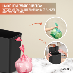 4goodz groente afvalbak - aanrecht afvalbakje 5 liter - uitneembare binnenbak - neerzetten/ophangen - zwart