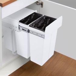 4goodz inbouw prullenbak 3 vakken afvalscheiding - 40 liter - 34 cm - grijs