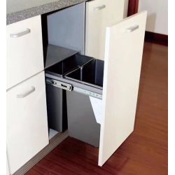 4goodz duo inbouw prullenbak afvalscheiding 2x 20 liter - 34 cm - grijs