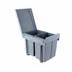 4goodz duo inbouw prullenbak afvalscheiding 2x 20 liter - 34 cm - grijs