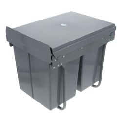 4goodz duo inbouw prullenbak afvalscheiding 2x 20 liter - 34 cm - grijs