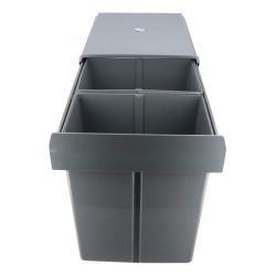 4goodz duo inbouw prullenbak afvalscheiding 2x 20 liter - 34 cm - grijs