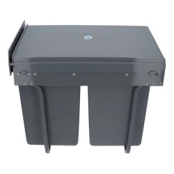 4goodz duo inbouw prullenbak afvalscheiding 2x 20 liter - 34 cm - grijs