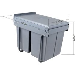 4goodz duo inbouw prullenbak afvalscheiding 2x 20 liter - 34 cm - grijs