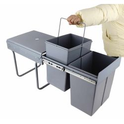 4goodz duo inbouw prullenbak afvalscheiding 2x 20 liter - 34 cm - grijs