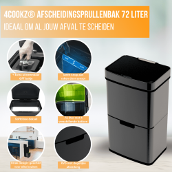 4goodz Smart Waste afvalbak afvalscheiding prullenbak met sensor 72ltr - grijs