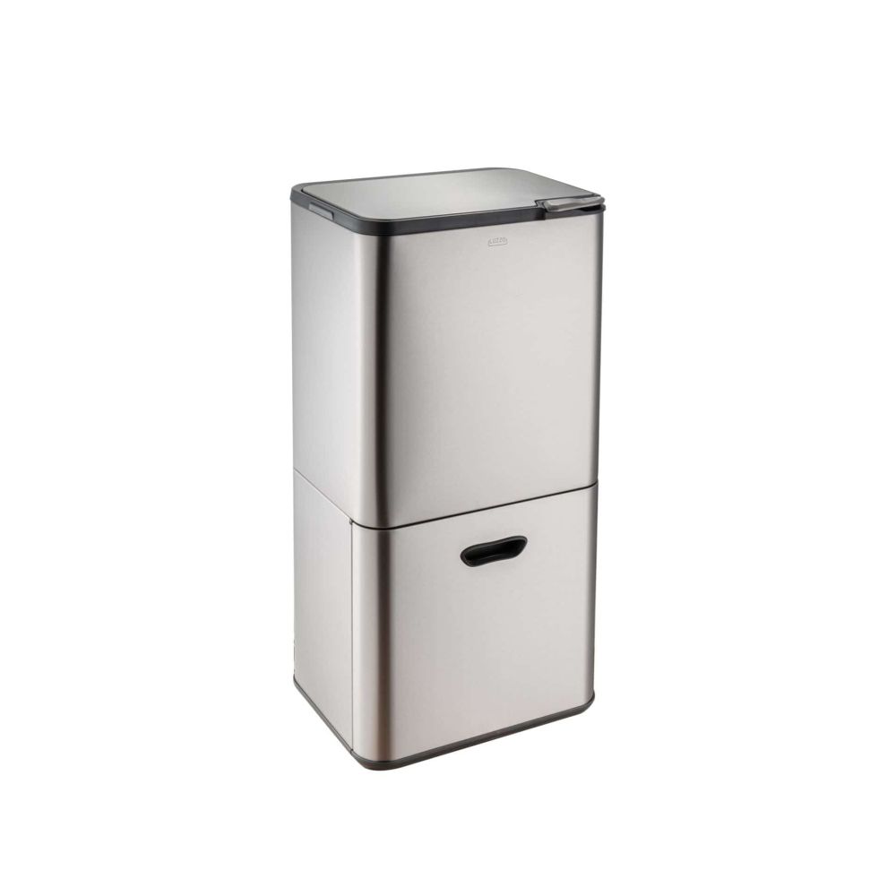 4goodz Luzzo Kansas push prullenbak afvalscheiding 4 vakken - 67 liter - metal grey