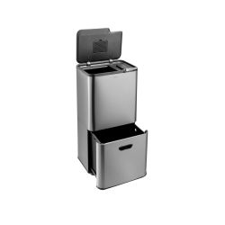 4goodz Luzzo Kansas push prullenbak afvalscheiding 4 vakken - 67 liter - metal grey