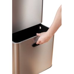 4goodz Luzzo Kansas push prullenbak afvalscheiding 4 vakken - 67 liter - metal grey