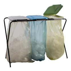 Practo Home vuilniszakhouder met rooster driedelig 60-130 ltr - zwart