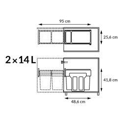 Hailo Multi-box duo L inbouw afvalscheidingssysteem 2x14 ltr - wit